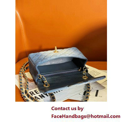 Chanel Washed Denim  &  Gold-Tone Metal Small Classic Flap Handbag Blue 2025